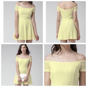 NEW! Forever 2 Yellow Off-the-shoulder Lace Dress